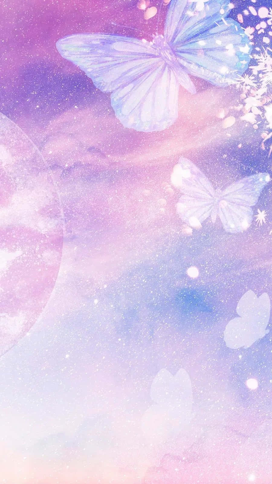 Söpöt vaaleanpunaiset ja violetit glitterperhoset Taustakuvat