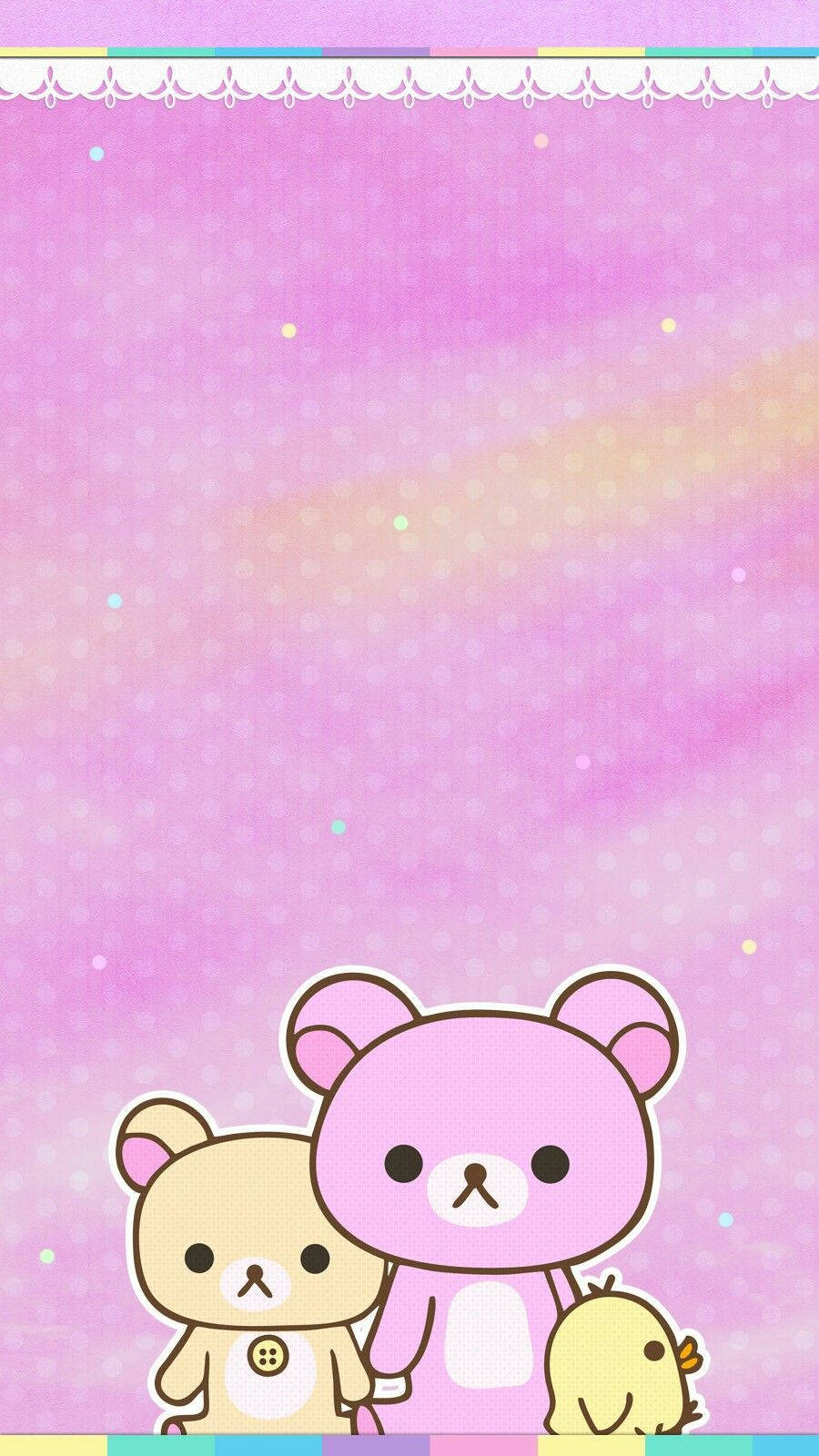 Söpöt vaaleanpunaiset Rilakkuma-hahmot värikkäällä vaaleanpunaisella taustalla Taustakuvat