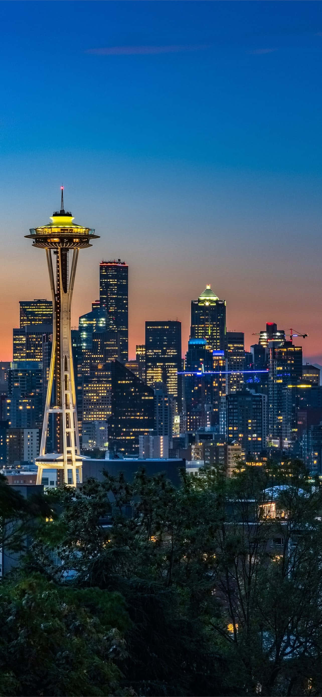 Space Needle Yöllä Paras Seattle Taustakuva Taustakuvat