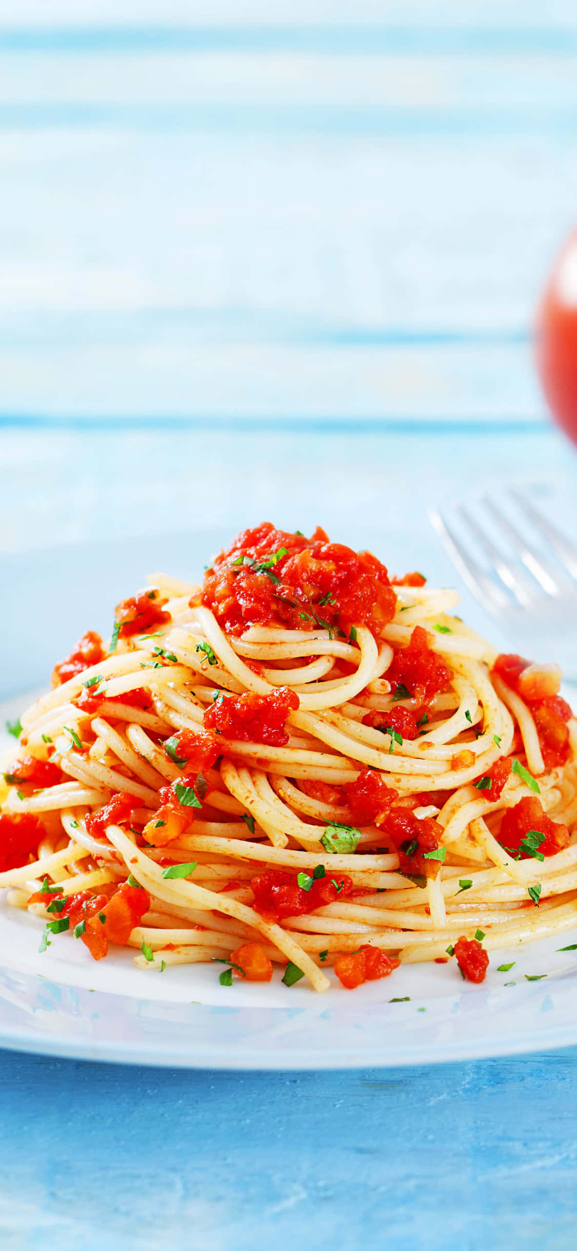 Spaghetti With Pieces Of Tomatoes iPhone X Pasta Background Taustakuvat