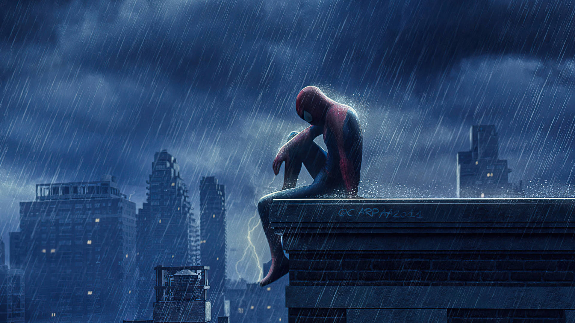 Spider-Man katolla surullisena 4K Taustakuvat
