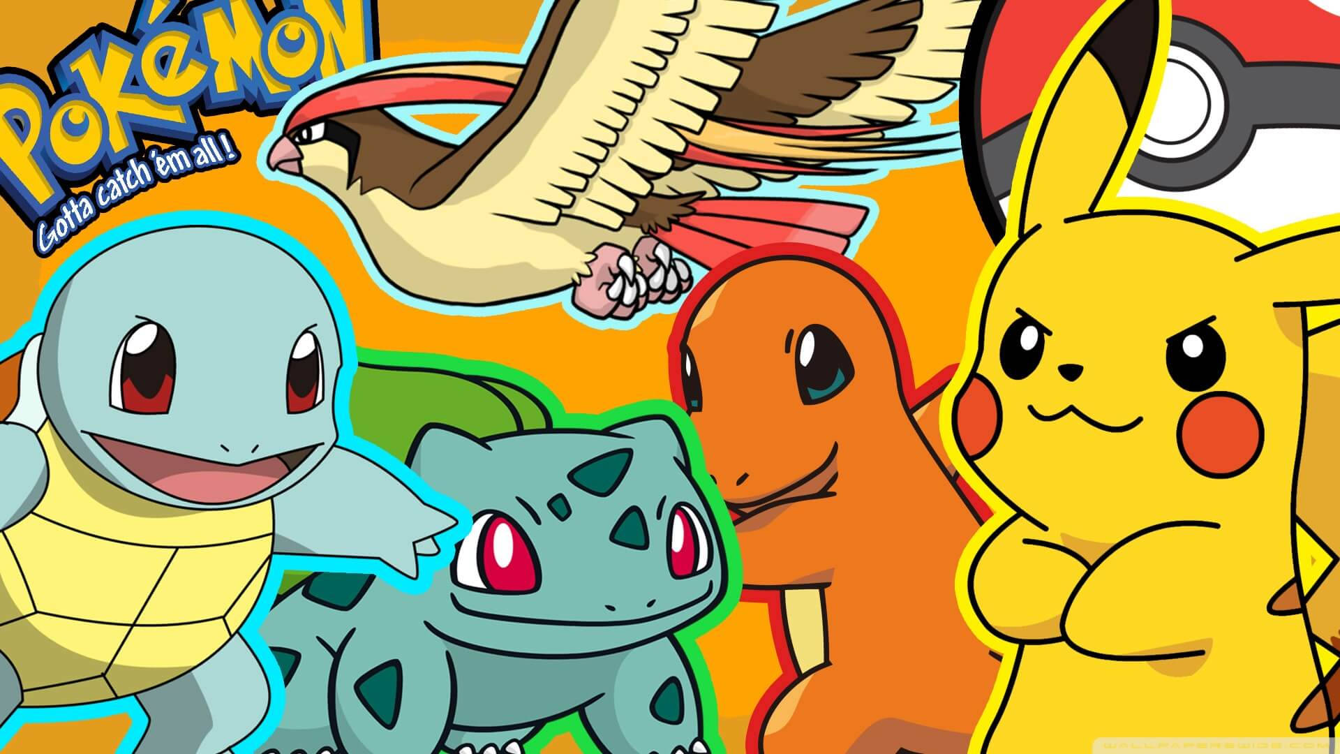 Squirtle, Bulbasaur, Charmander, Pikachu Pokémonissa Taustakuvat