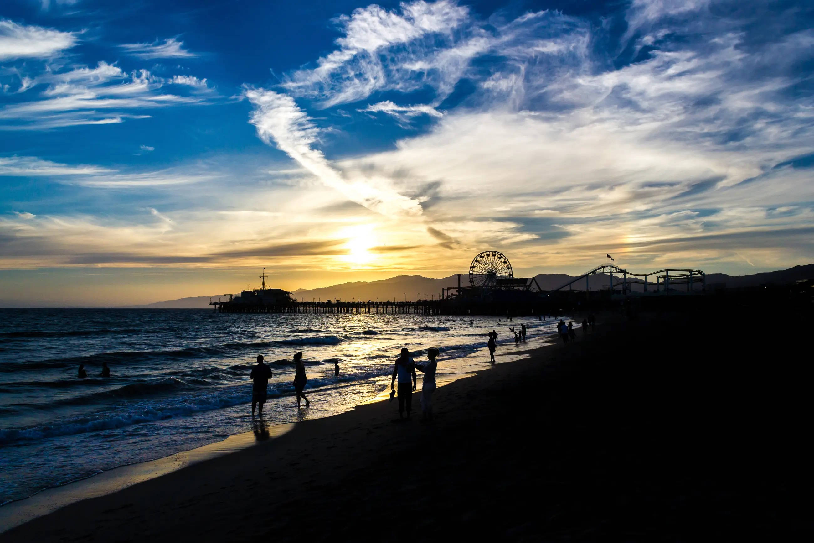 Sta. Monica Los Angeles - auringonlasku Taustakuvat
