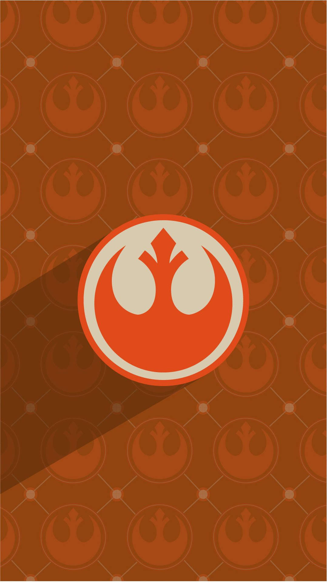 Mahtava mobiilitaustakuva yhdestä isosta Star Wars -symbolista oranssilla taustalla