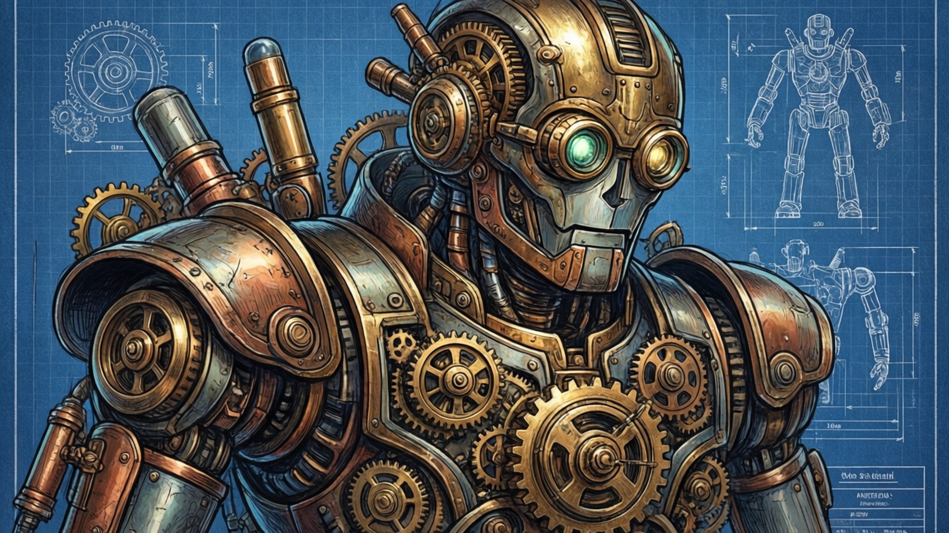 Steampunk-robotin siisti piirros Taustakuvat