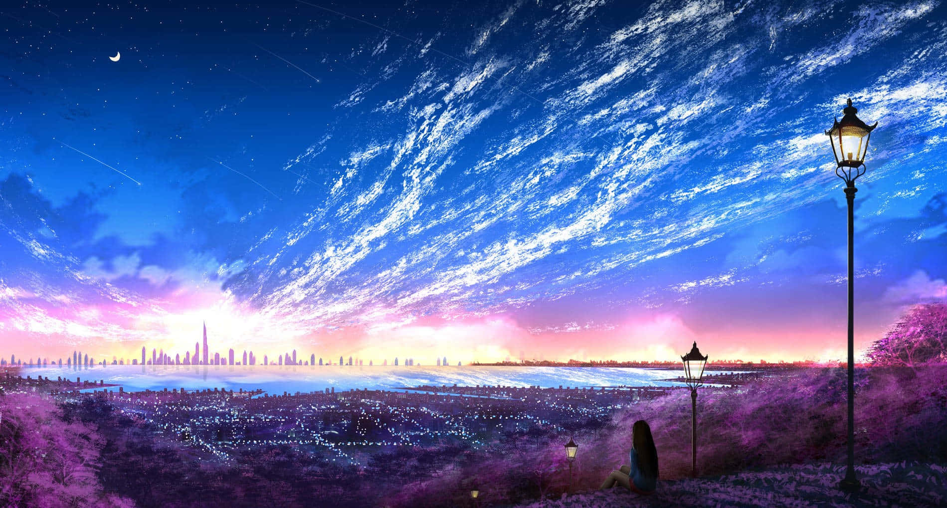 Sukella lumoavaan violettiin anime-maailmaan Taustakuvat