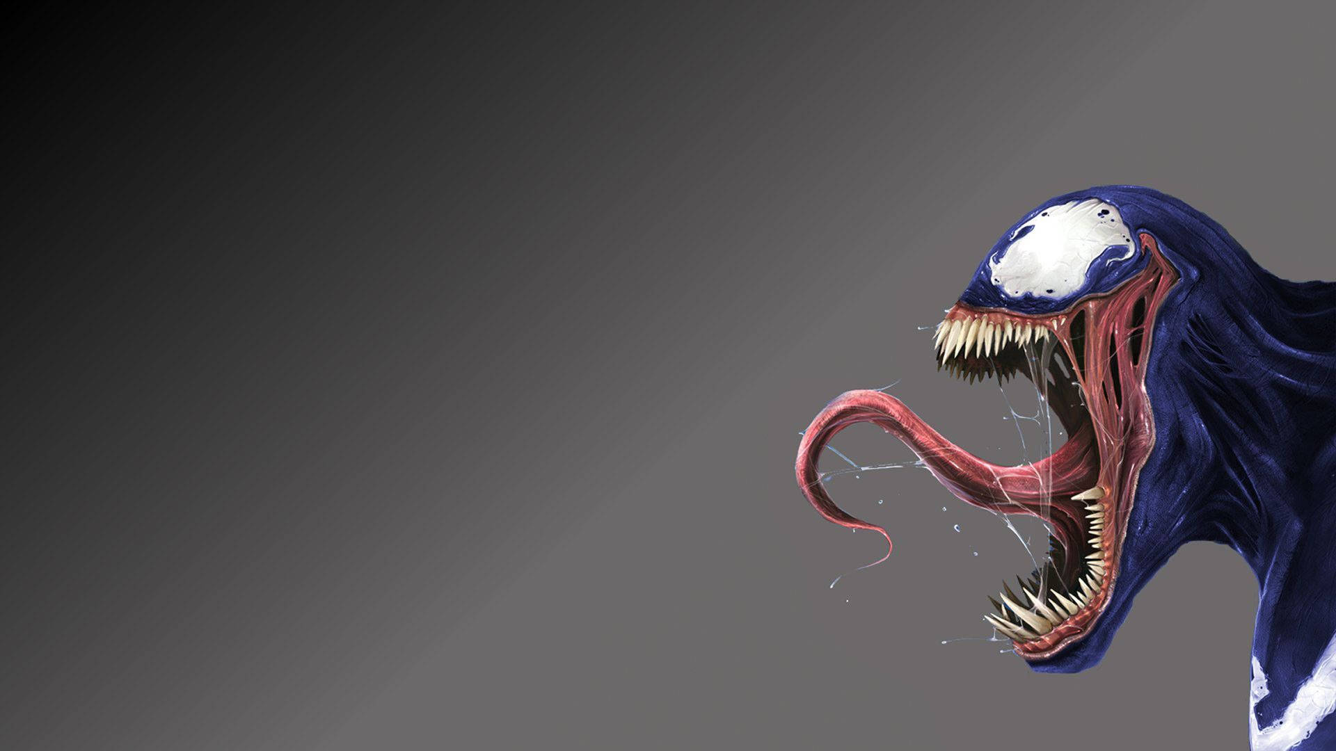 Marvel-roisto Venom näyttää terävät hampaansa ja pitkän kielensä.
