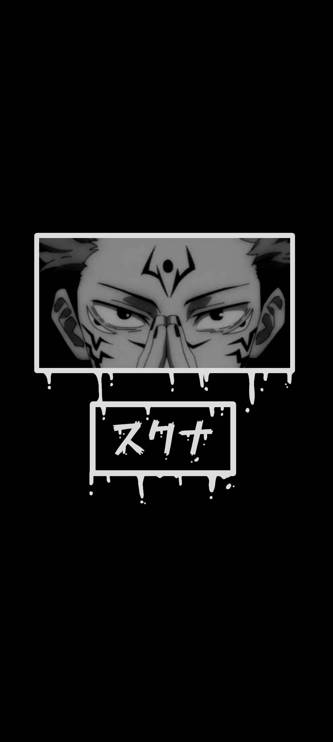 Sukuna Jujutsu Kaisen Anime Mustavalkoinen iPhone Taustakuvat