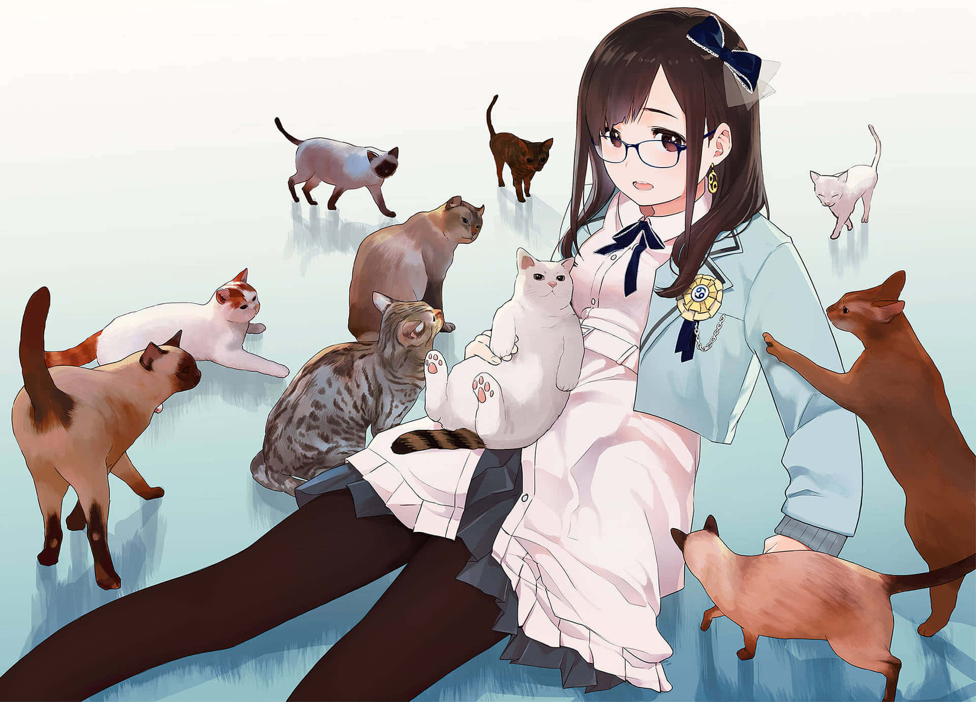 Suloinen animekissa nauttimassa suklaata Taustakuvat