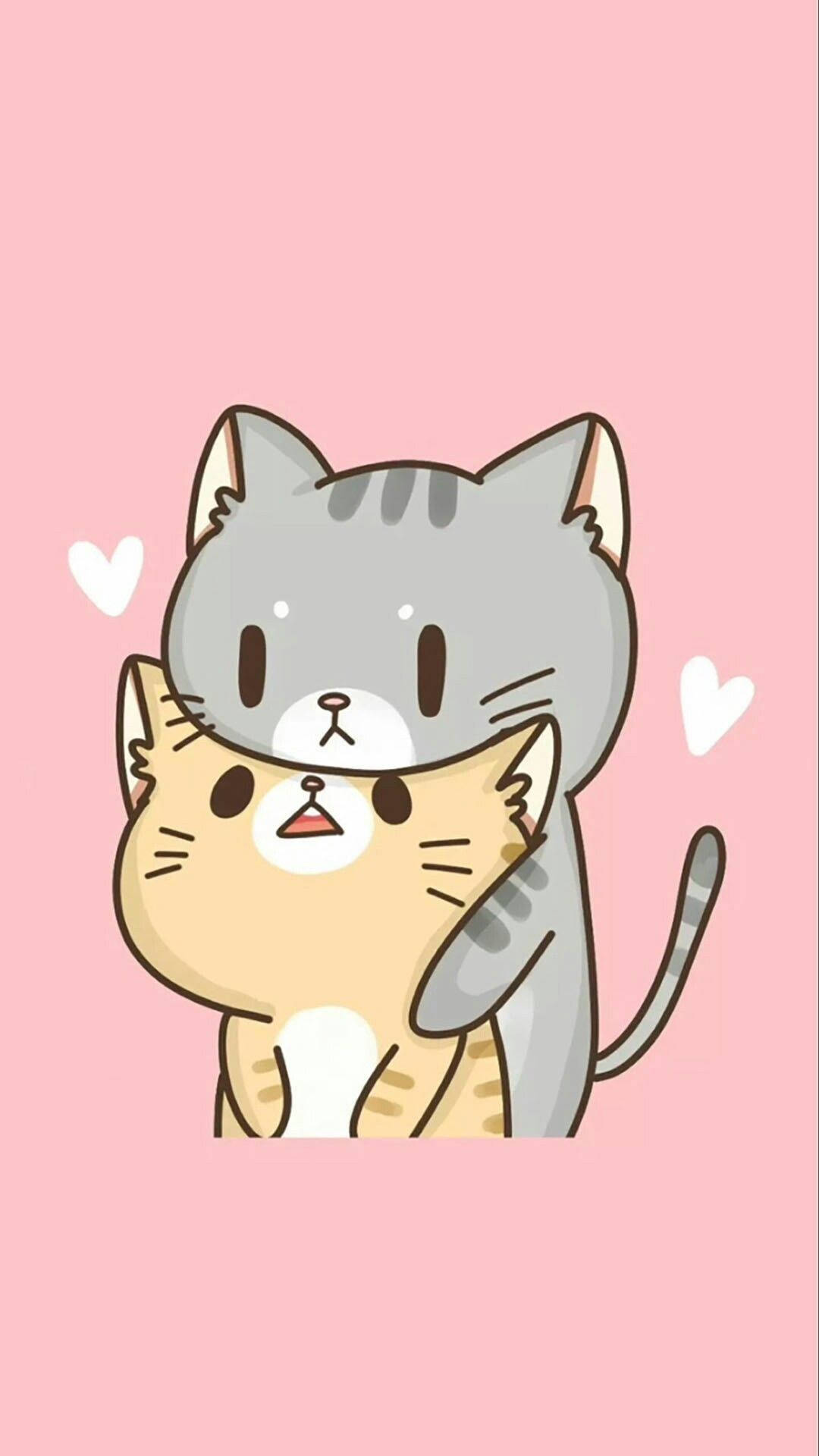 Suloinen kissapari kawaii iPadilla Taustakuvat
