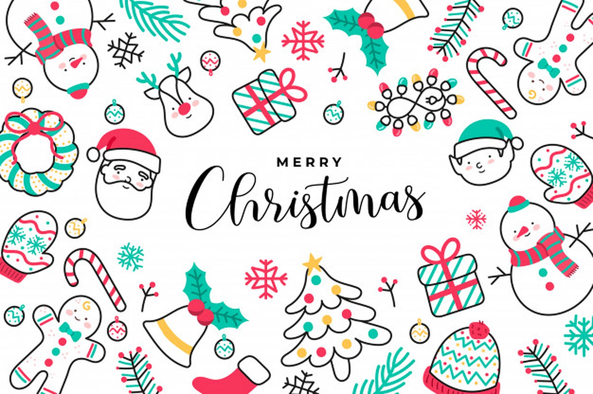 Suloinen Merry Christmas -doodle-banneri Taustakuvat