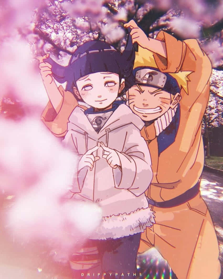 Suloinen Naruto ja Hinata kirsikankukkien puistossa Taustakuvat