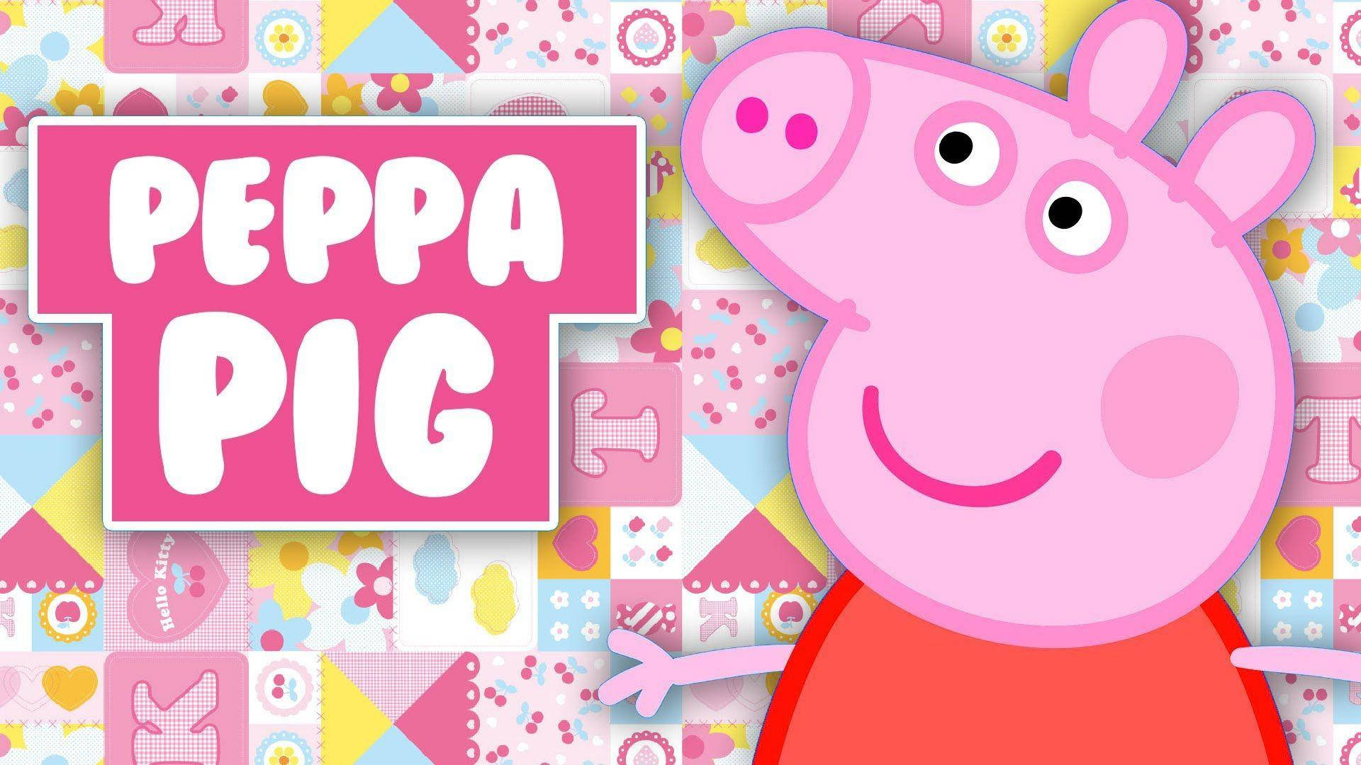 Suloinen Peppa Pig -tabletti esillä Hello Kitty -taustalla Taustakuvat