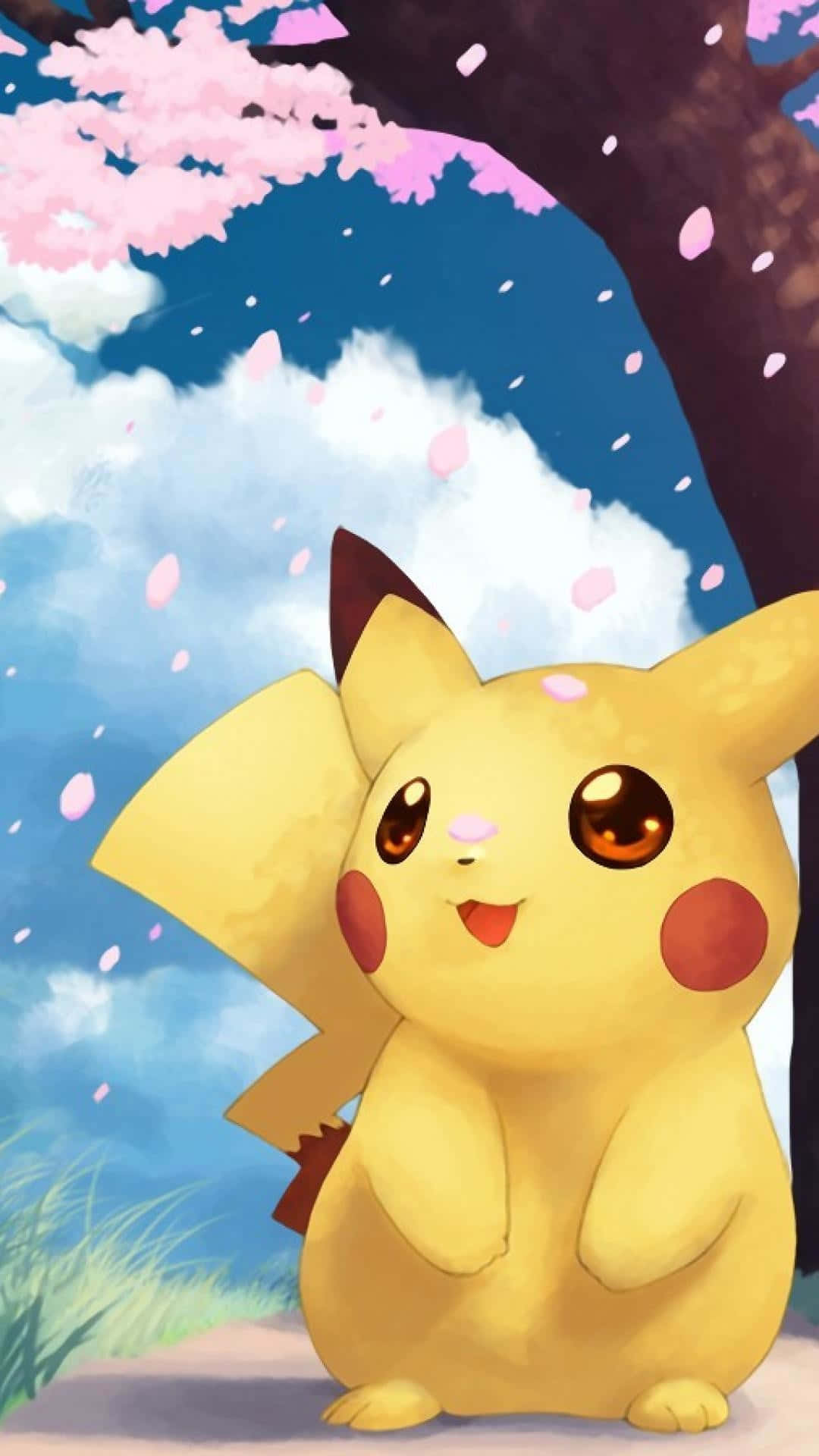 Suloinen Pikachu istuu puunrungolla Taustakuvat