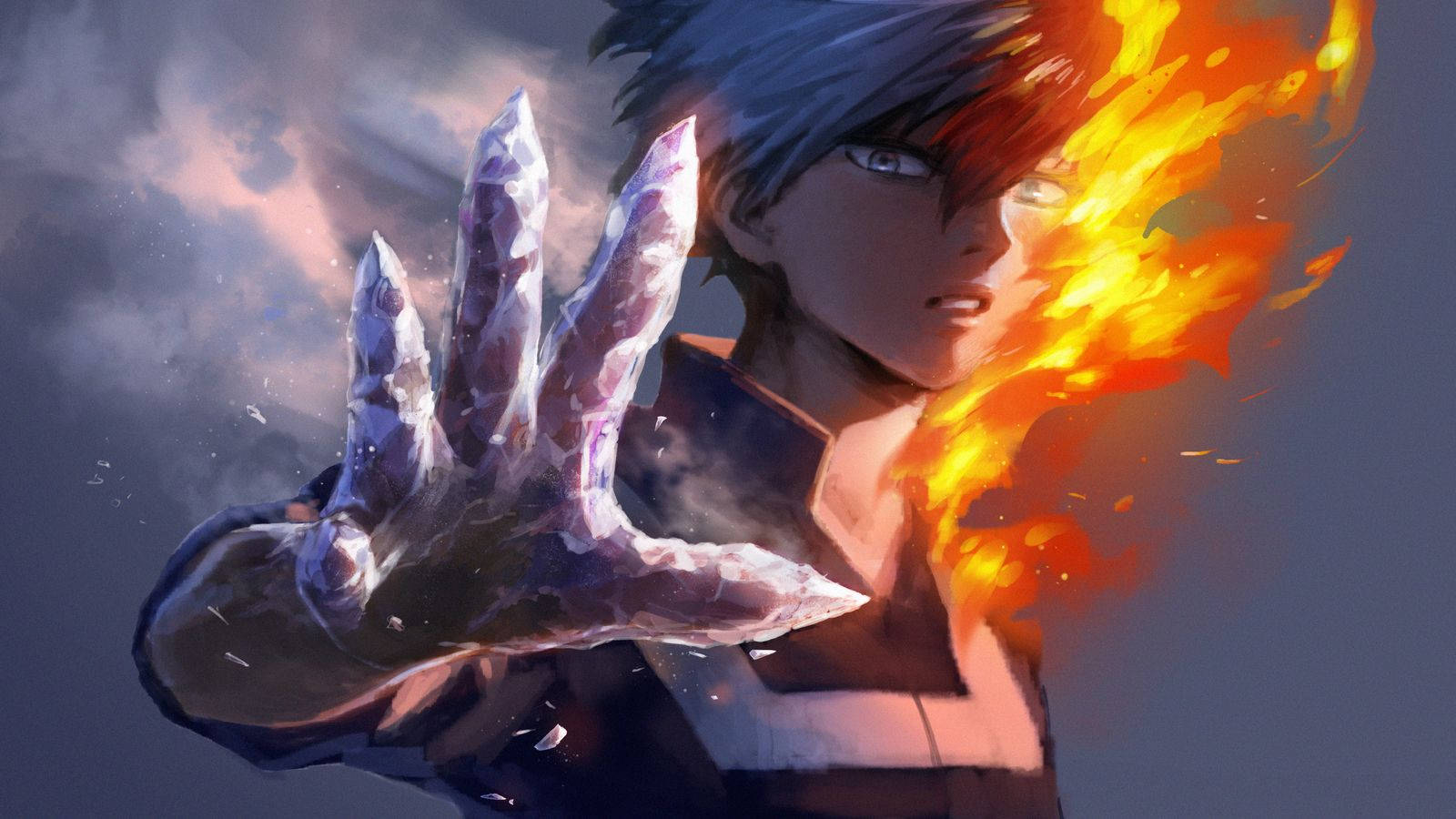Suloinen Todoroki jäisillä käsillä Taustakuvat