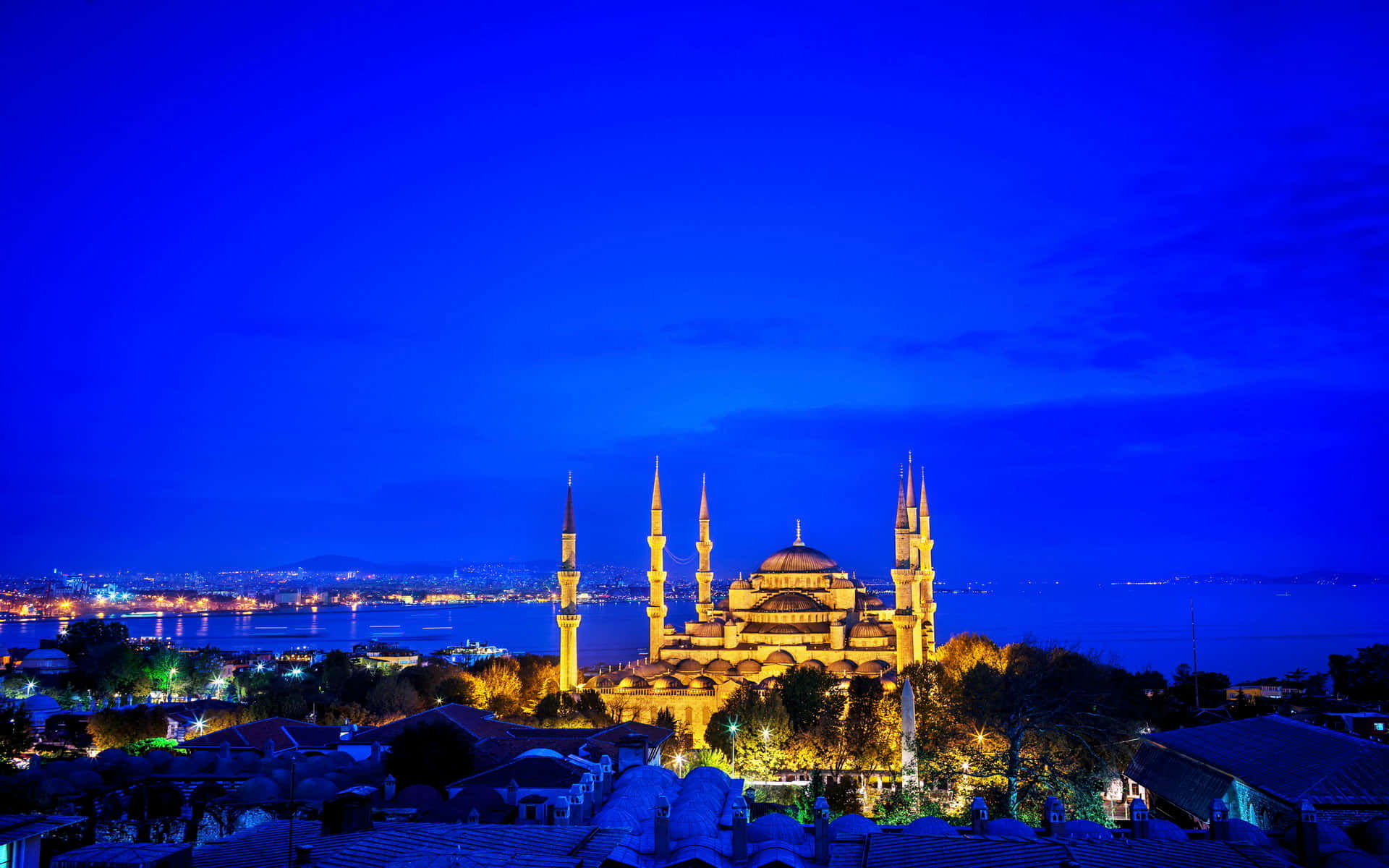 Sultan Ahmedin moskeija Istanbul sininen ilta Taustakuvat