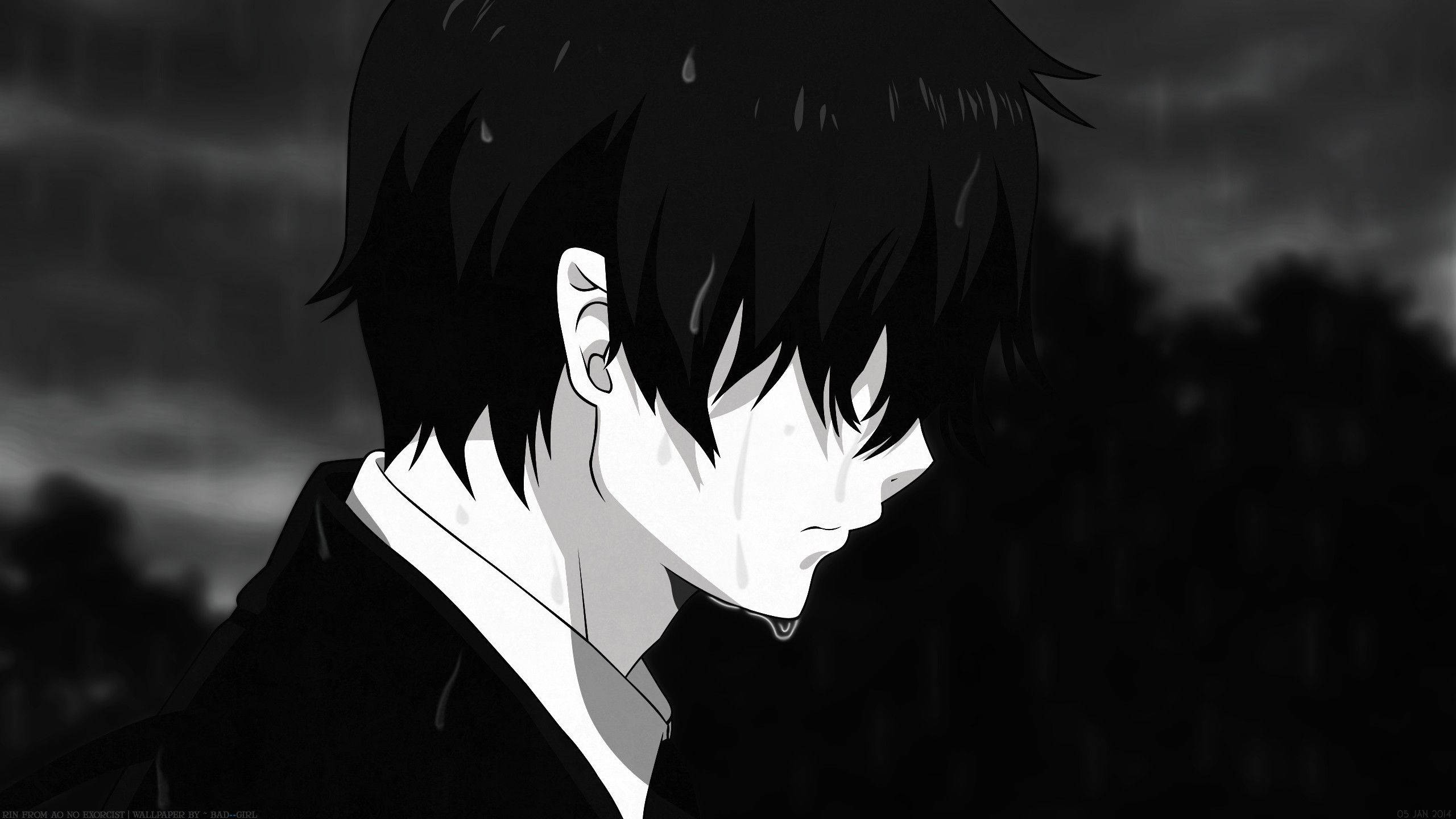 Surullinen anime mustavalkoinen estetiikka Taustakuvat
