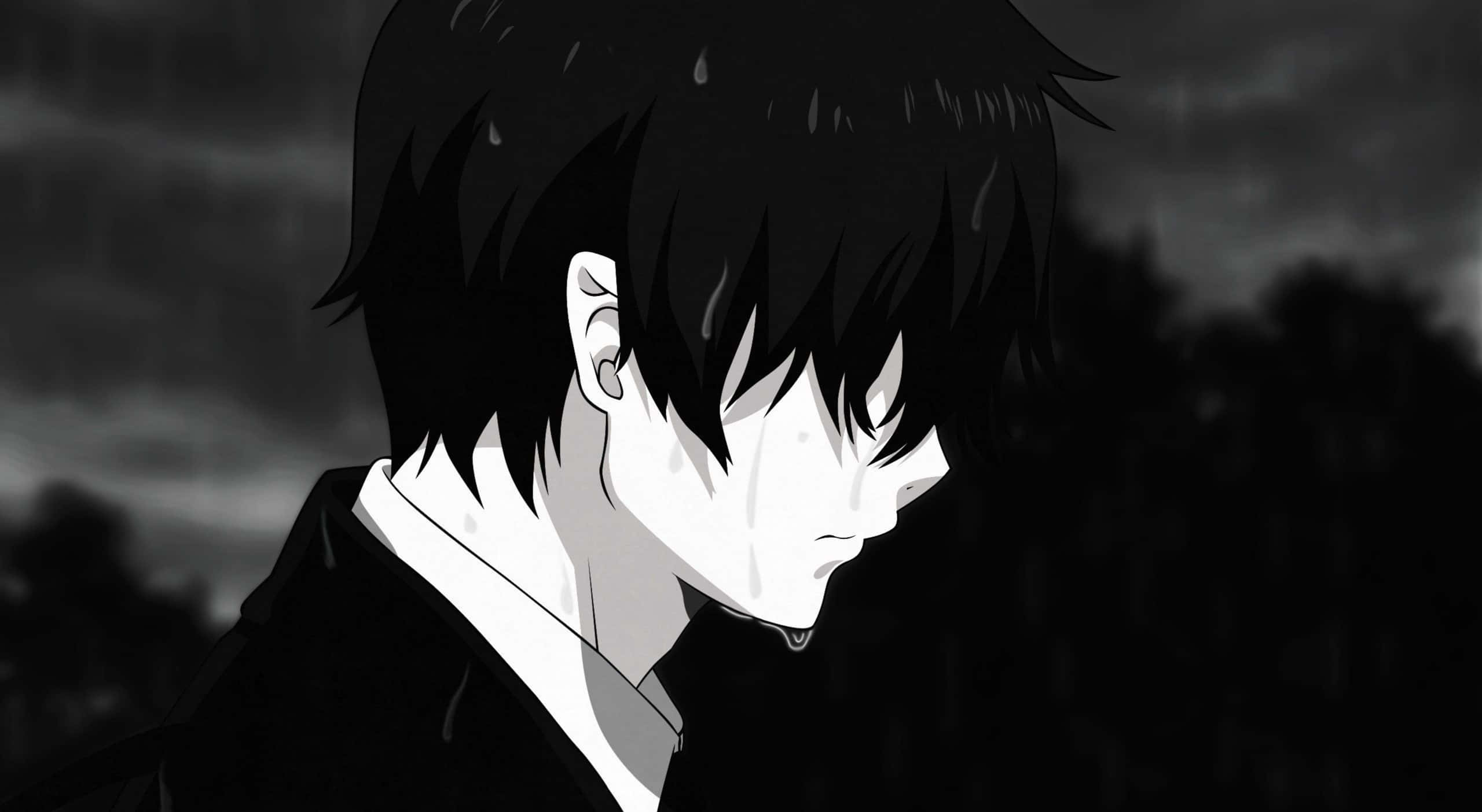 Surullinen esteettinen animepoika kyynelten kanssa Taustakuvat