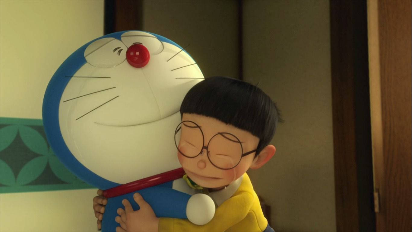 Surullinen Nobita halaa Doraemonia Taustakuvat
