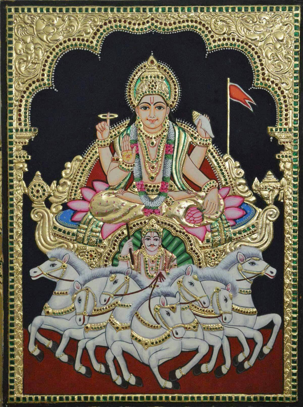 Surya Bhagwan koristeellisessa kehyksessä Taustakuvat