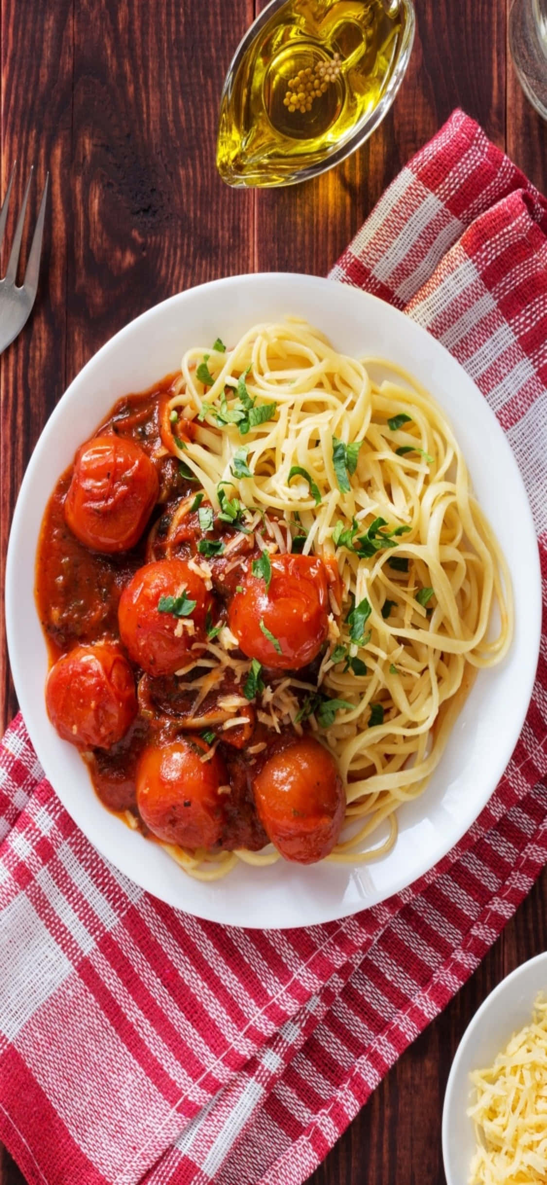 Suuria Tomaatinpaloja iPhone X Pasta Tausta Taustakuvat