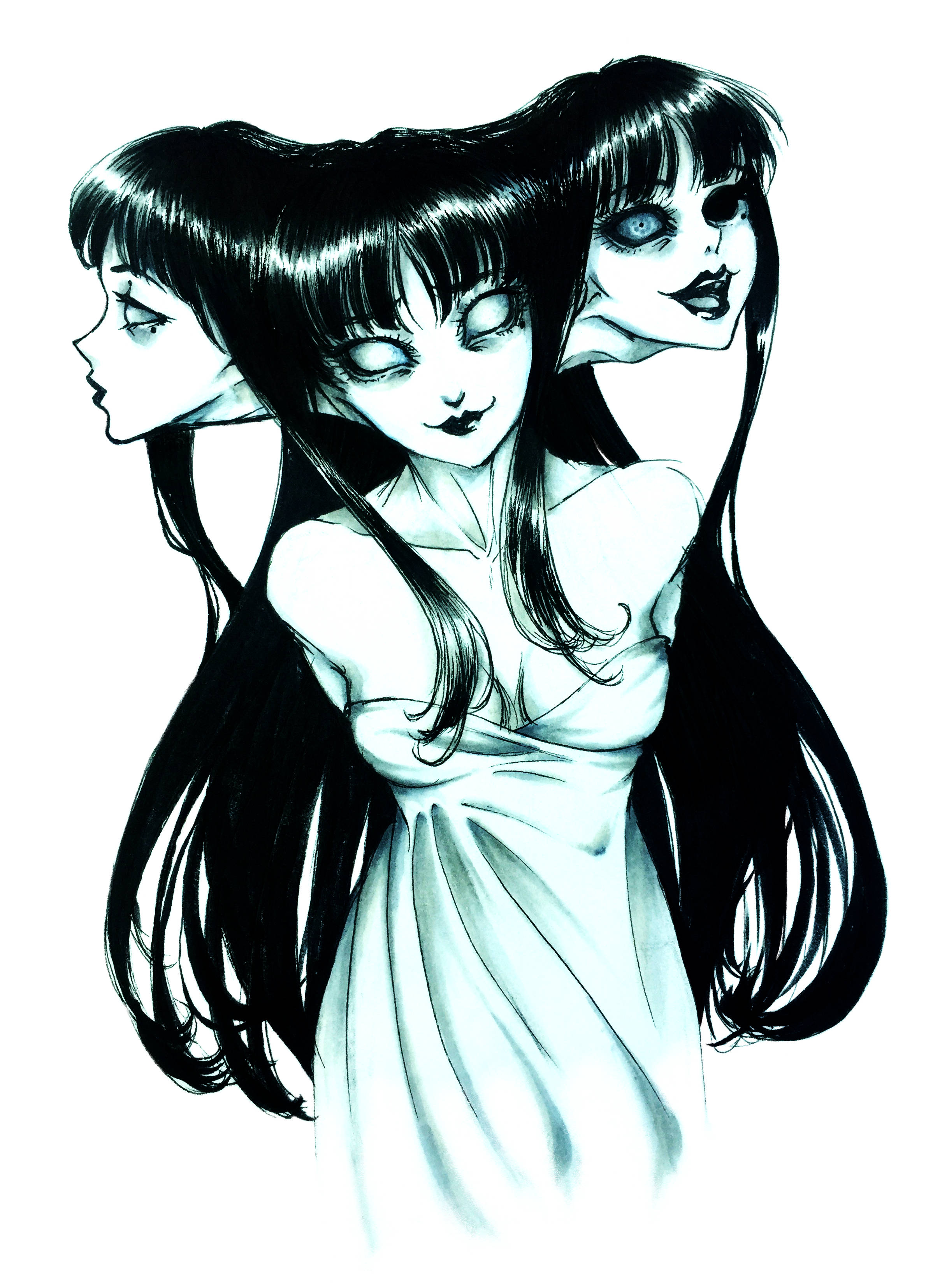Synkkä anime-kolmipäinen Tomie Taustakuvat