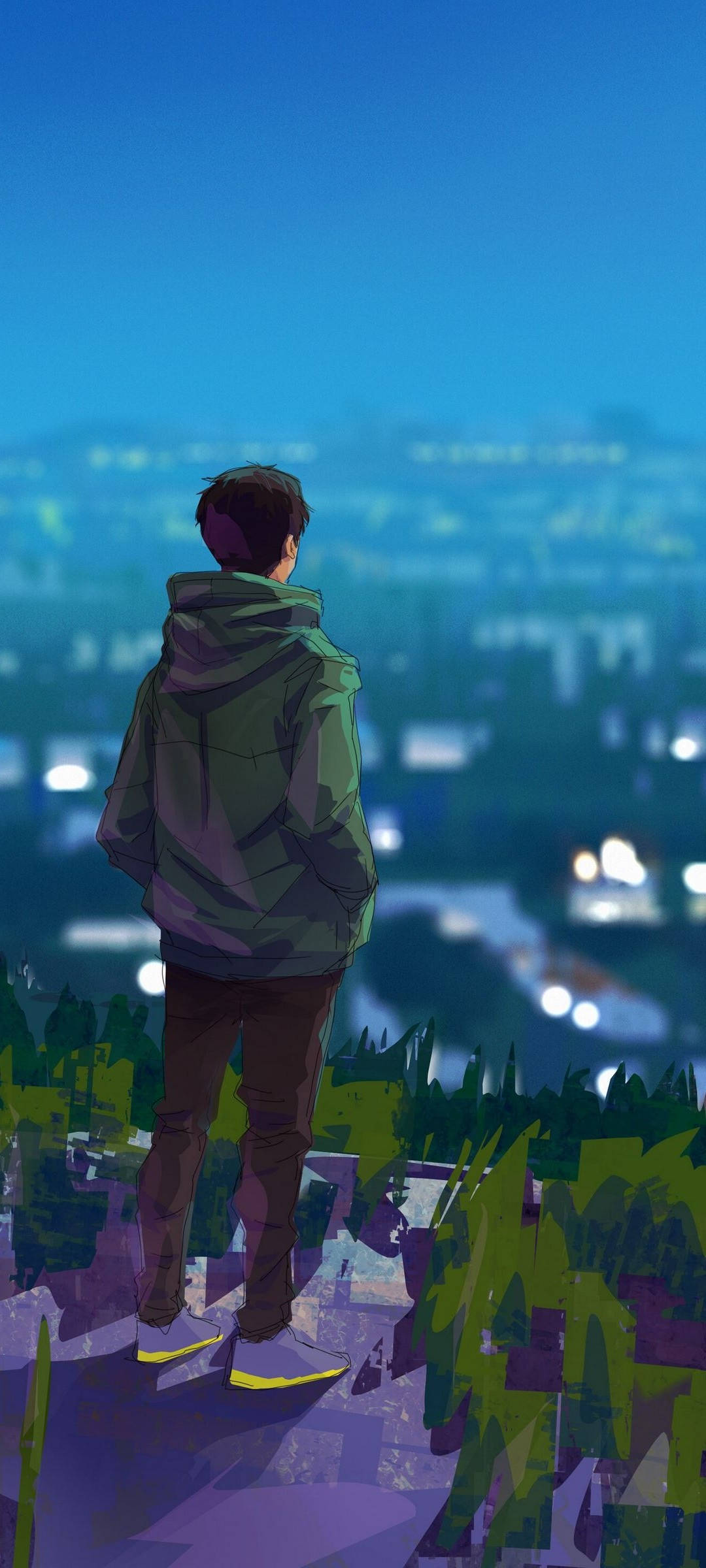 Syventynyt animehahmo Oneplus 9R -näytöllä Taustakuvat