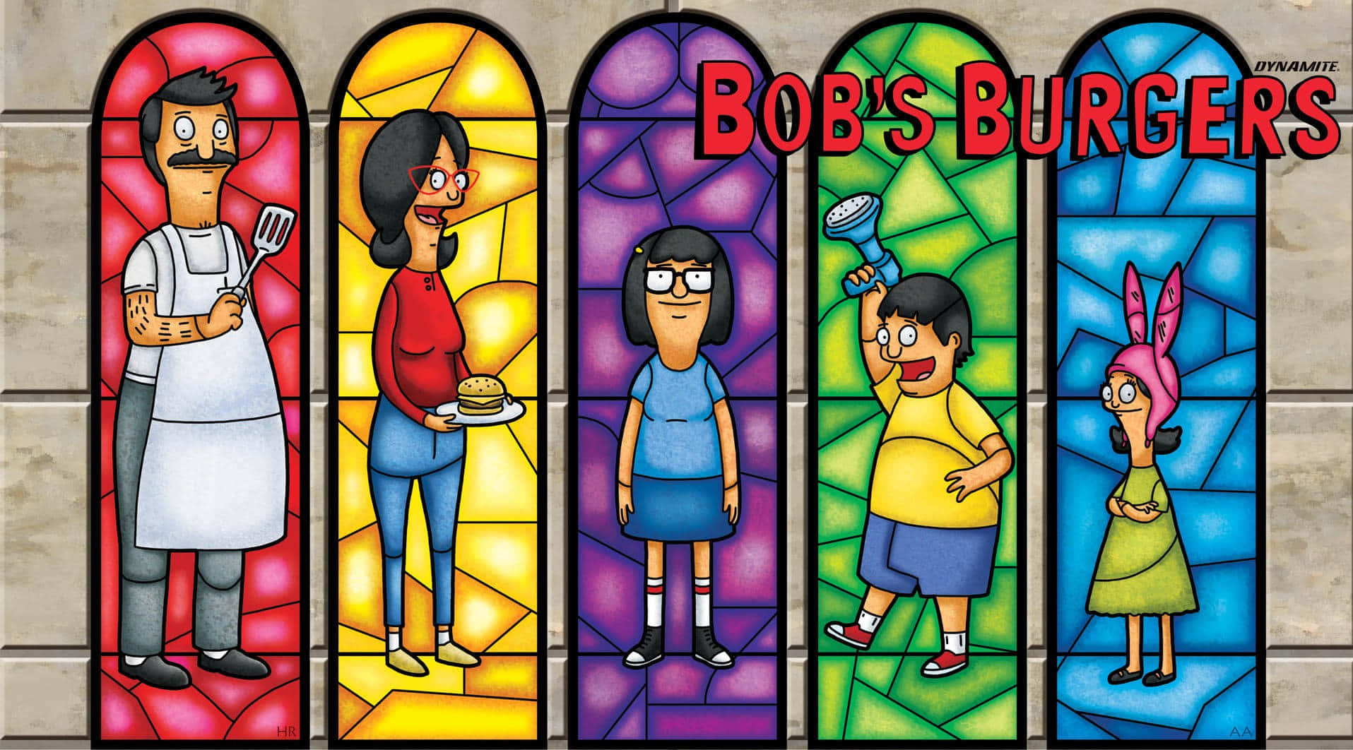Taideikkunan lasimaalaus Bob's Burgers -taustakuva Taustakuvat