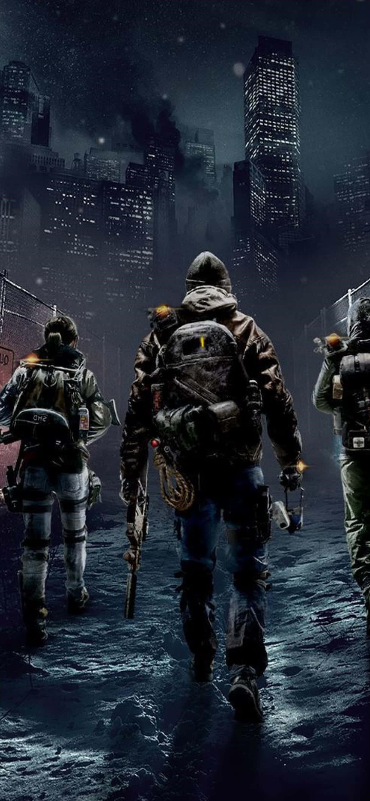 Taistele vihollisia vastaan tyylillä iPhone Xs Max The Divisionilla Taustakuvat