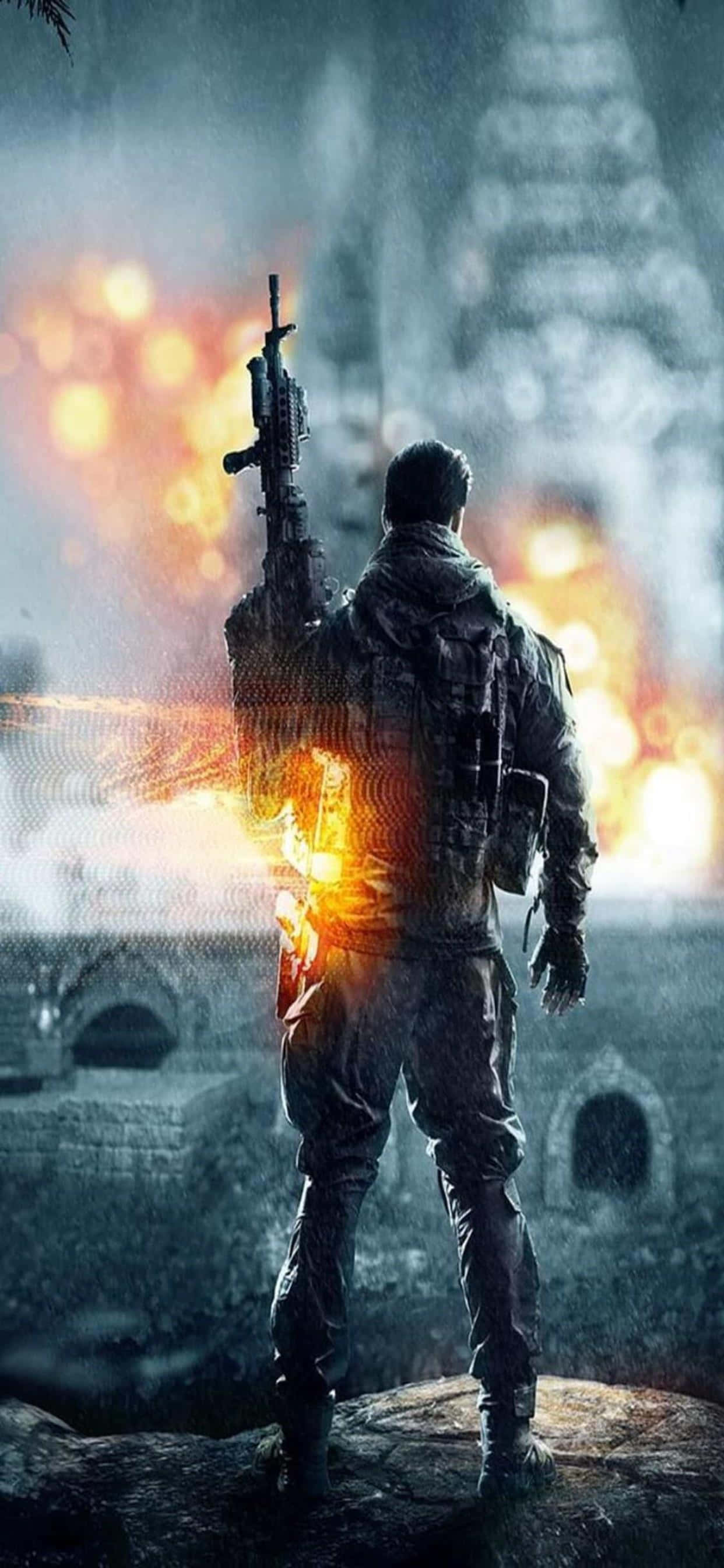 Taistelukenttä täynnä jännitystä iPhone Xs Maxilla Battlefield 4:ssä Taustakuvat