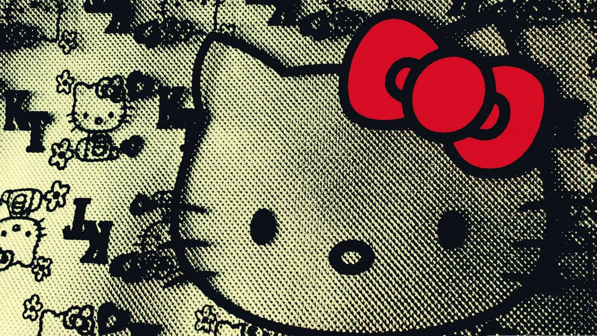 Taiteellinen musta Hello Kitty -taustakuva Taustakuvat