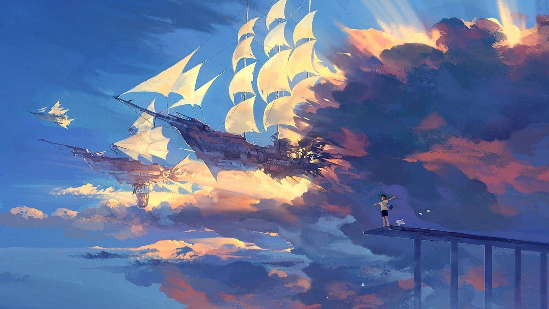 Taivaanlaiva estetiikka anime taidetta työpöytä Taustakuvat