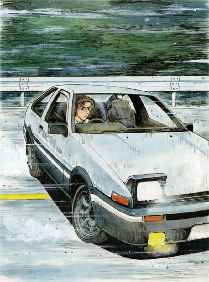 Takumi Fujiwara ajaa autoa anime Taustakuvat