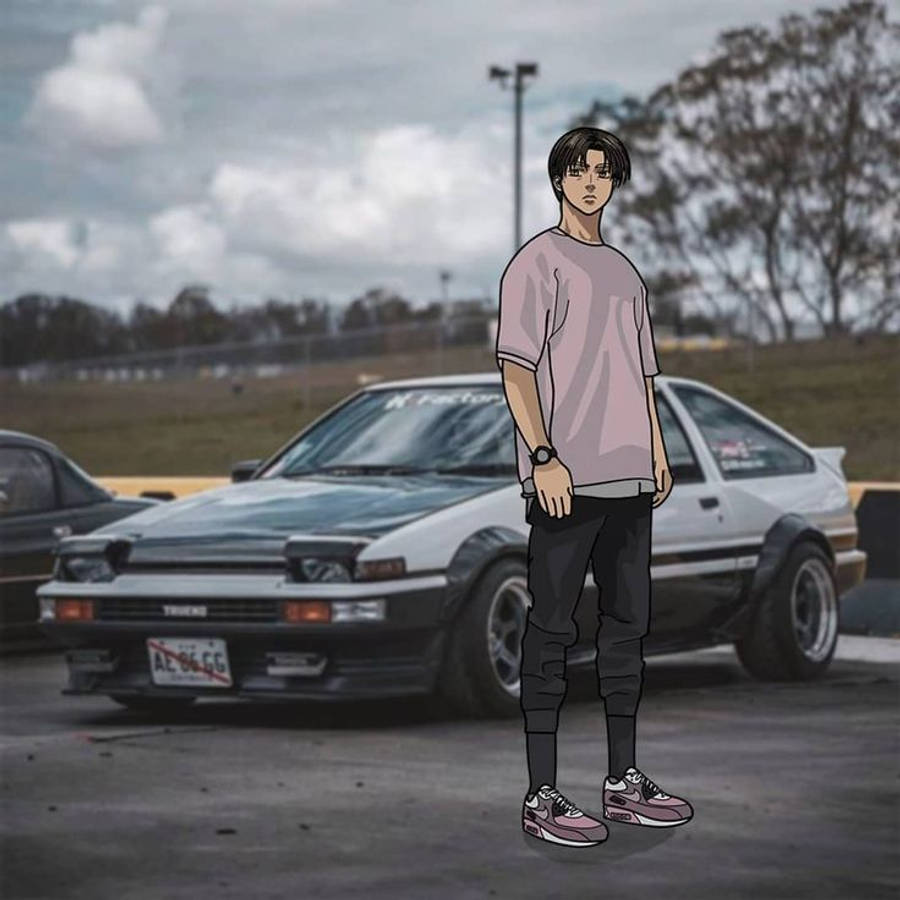 Takumi Fujiwara auton edessä anime Taustakuvat