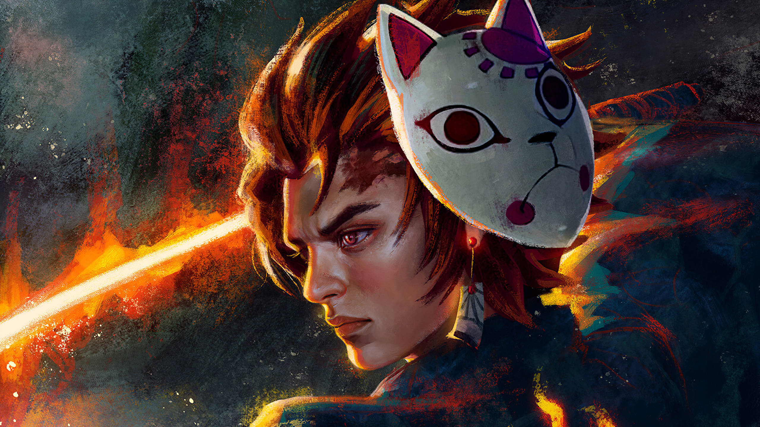 Tanjiro Demon Slayer -naamion maalaus Taustakuvat
