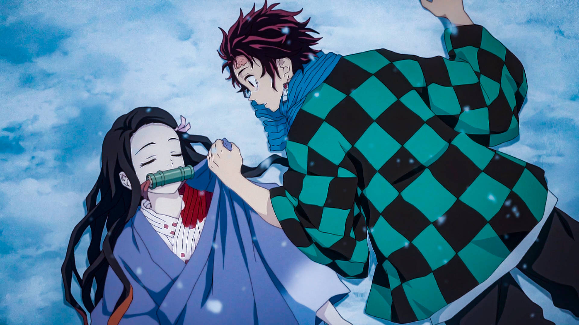 Tanjiro ja Nezuko Demon Slayerista! Taustakuvat