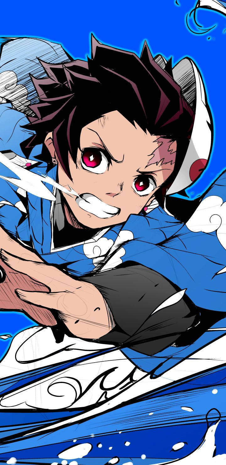 Tanjiro sininen aalto Demon Slayer iPhone Taustakuvat