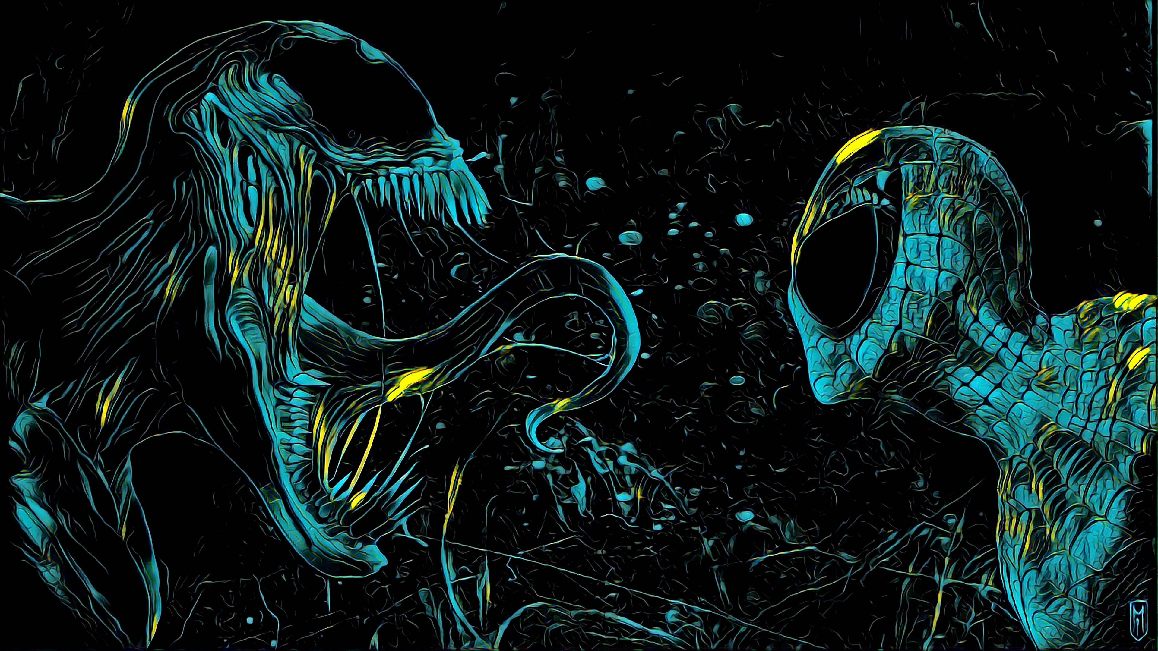 Teal 4K Ultra HD Venom ja Spider-Man Taustakuvat