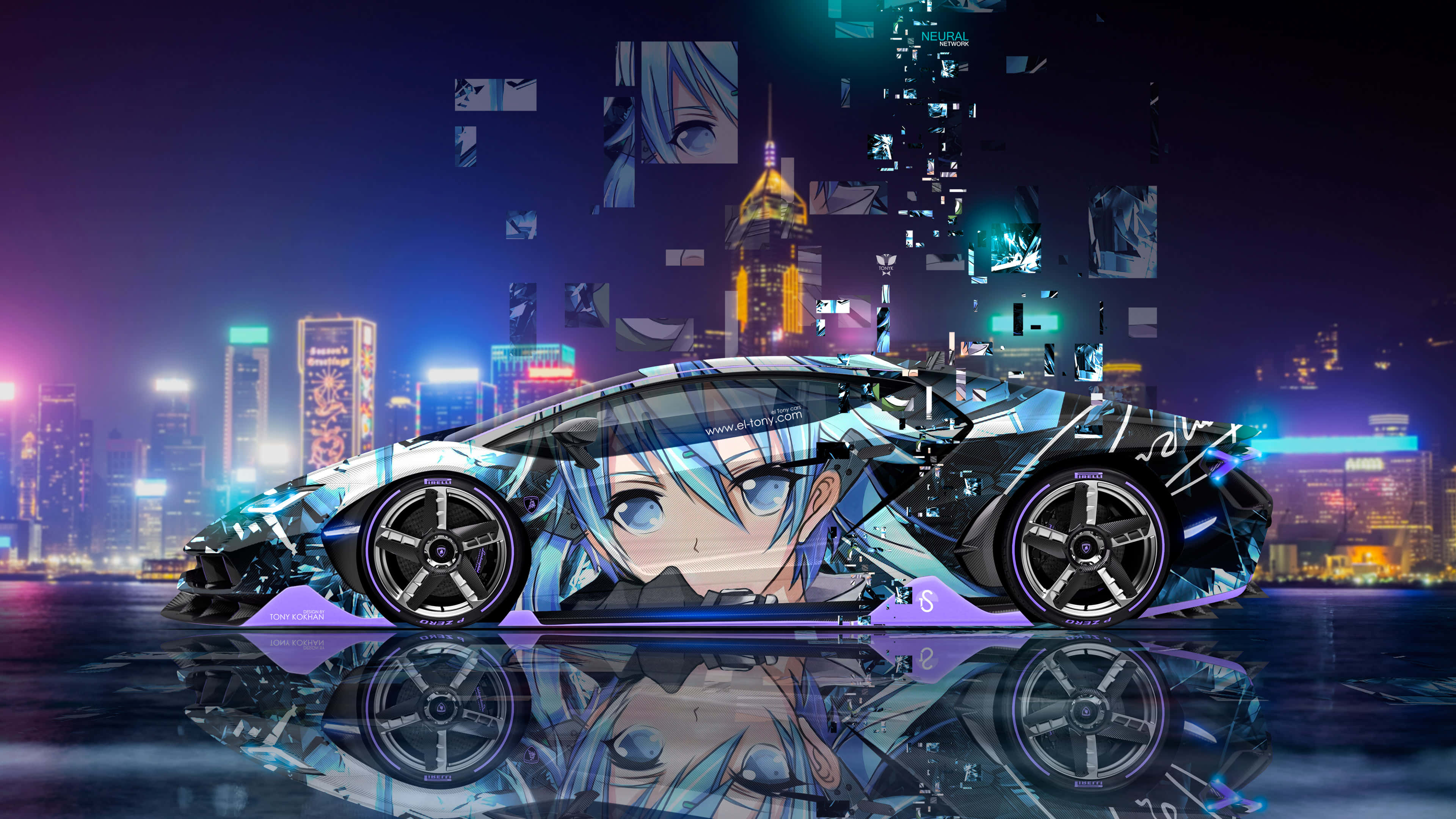 Tehokas anime-auto valmiina yökisaan Taustakuvat