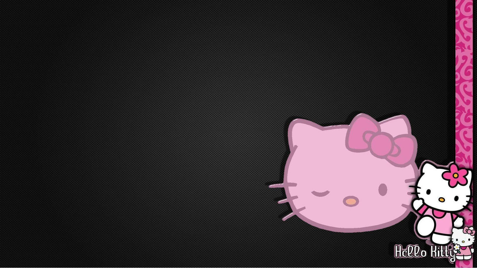 Teksturoitu musta Hello Kitty reunuksella Taustakuvat