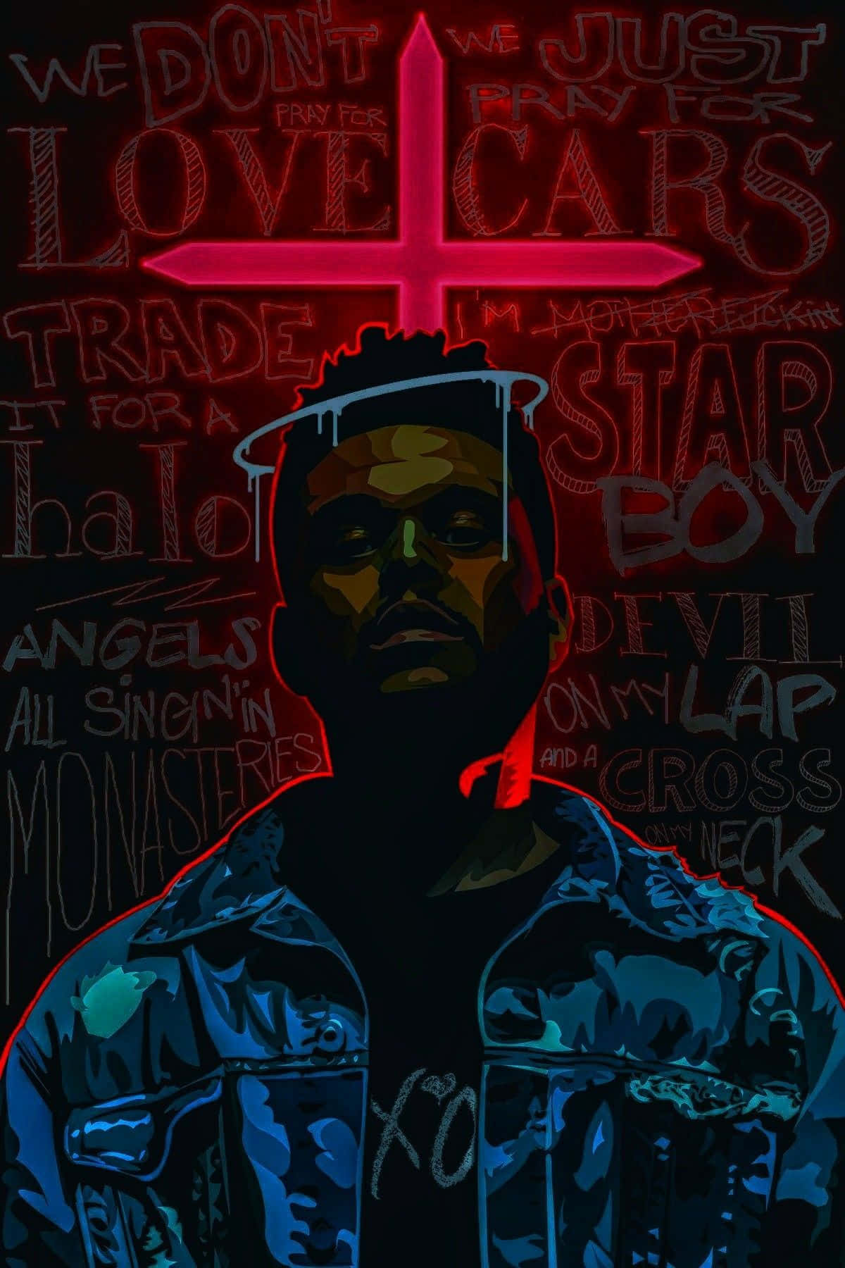 The Weeknd esiintymässä lavalla Taustakuvat