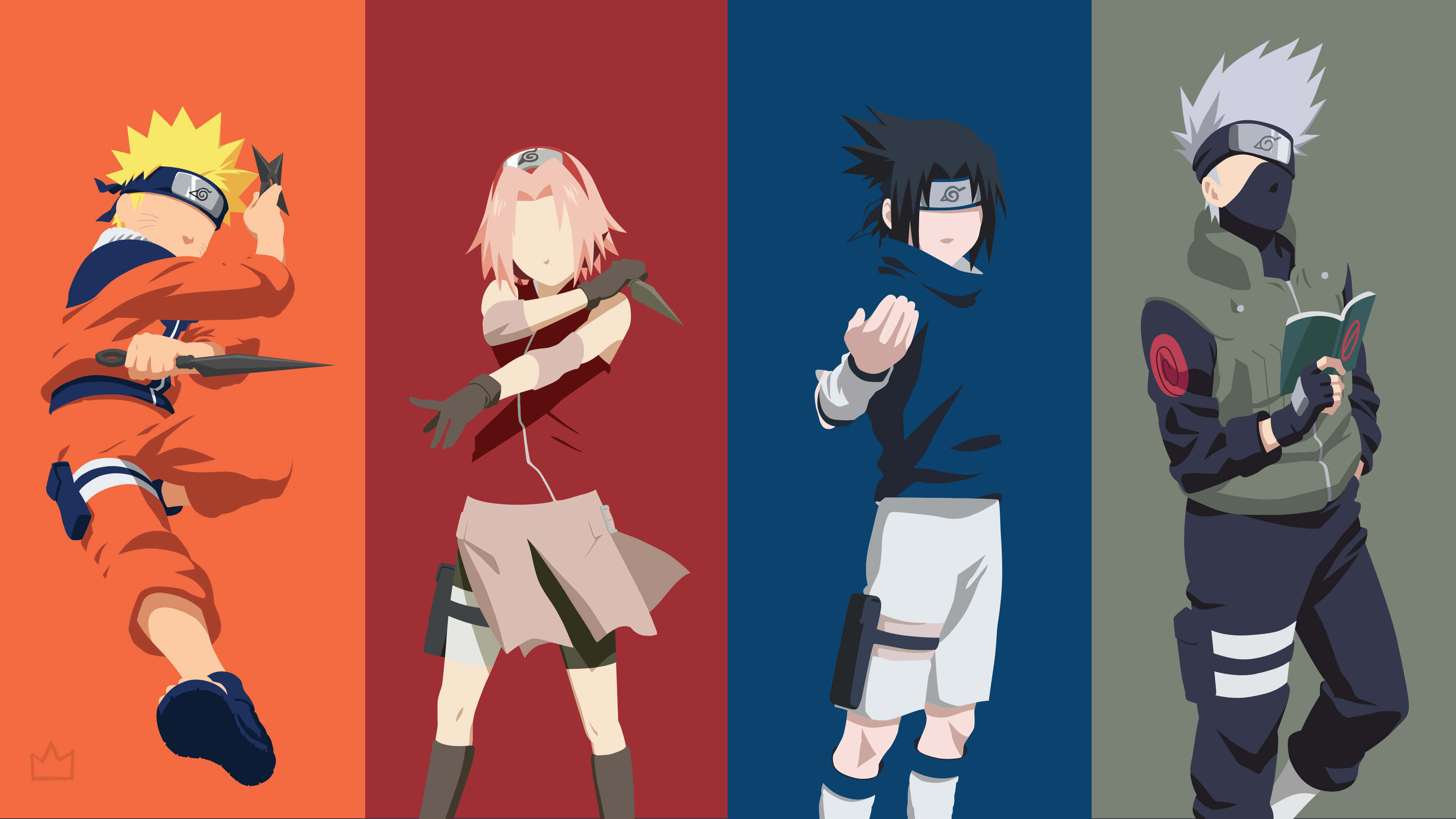 Tiimi 7 Naruto Kakashin kanssa minimalistinen Taustakuvat