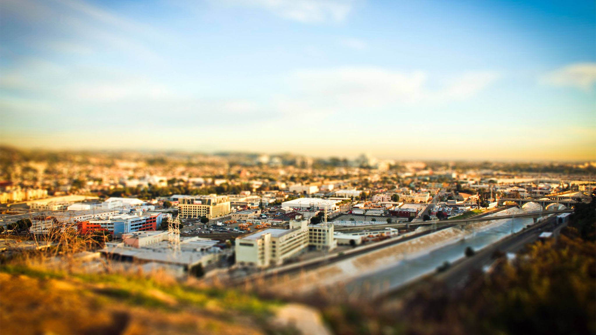 Tilt-Shift Los Angeles -auringonlasku Taustakuvat