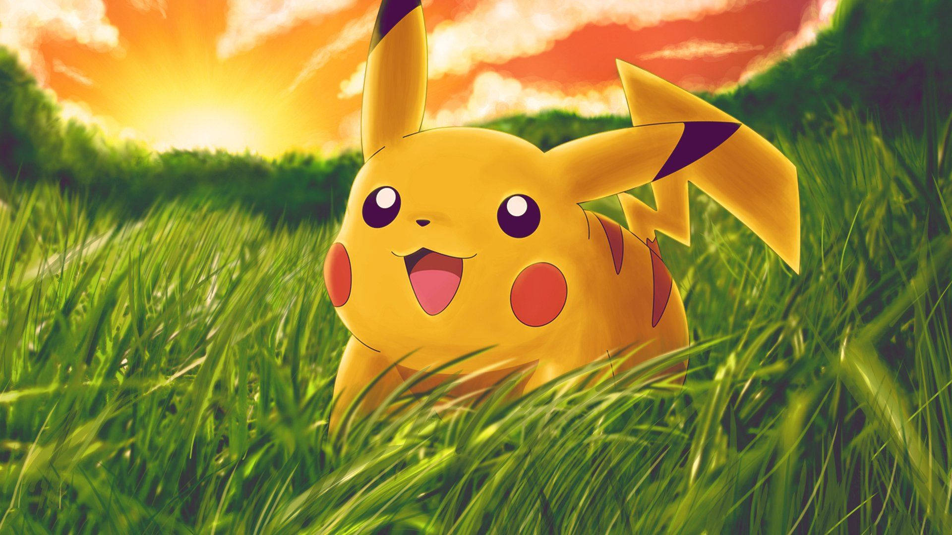 Toiveikas Pikachu nauttii elämästä ulkona Taustakuvat
