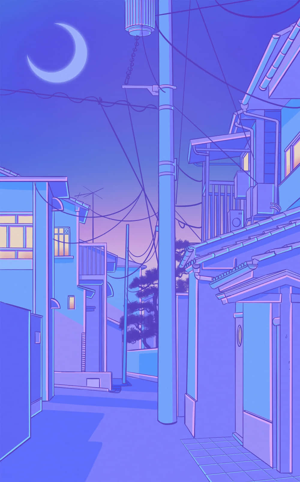 Tokion animekylä purppurassa yössä Taustakuvat
