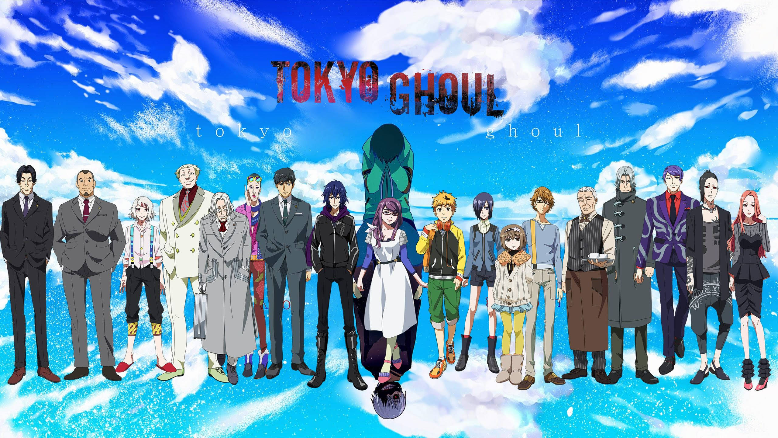 Tokyo Ghoul -hahmot sinisellä taivaalla -juliste Taustakuvat