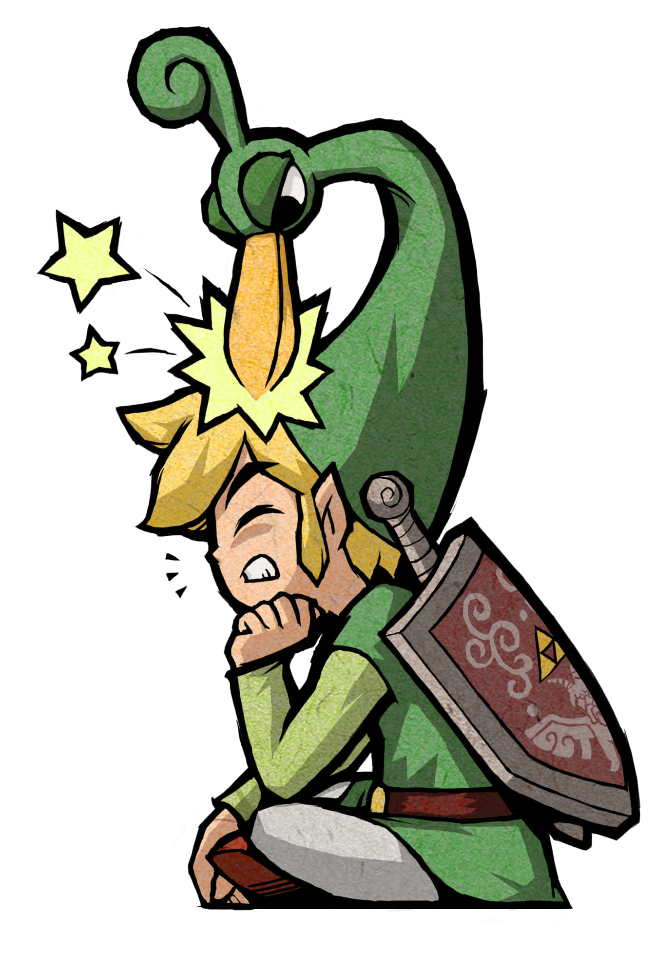 Toon Link istuu ristikkäisillä jaloillaan Taustakuvat
