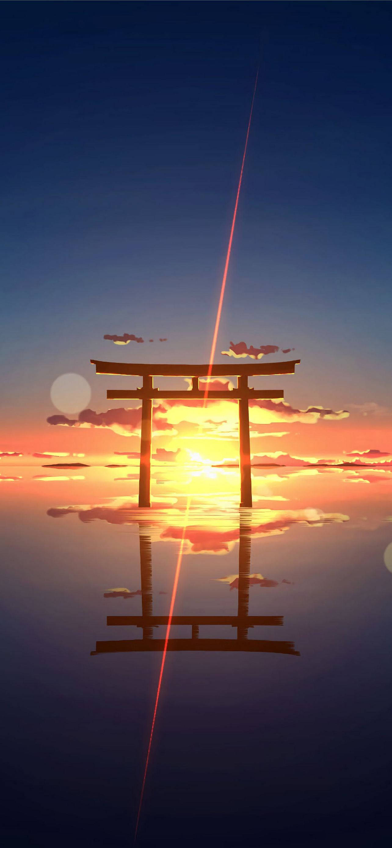 Torii-portti auringonlaskun horisontissa Taustakuvat
