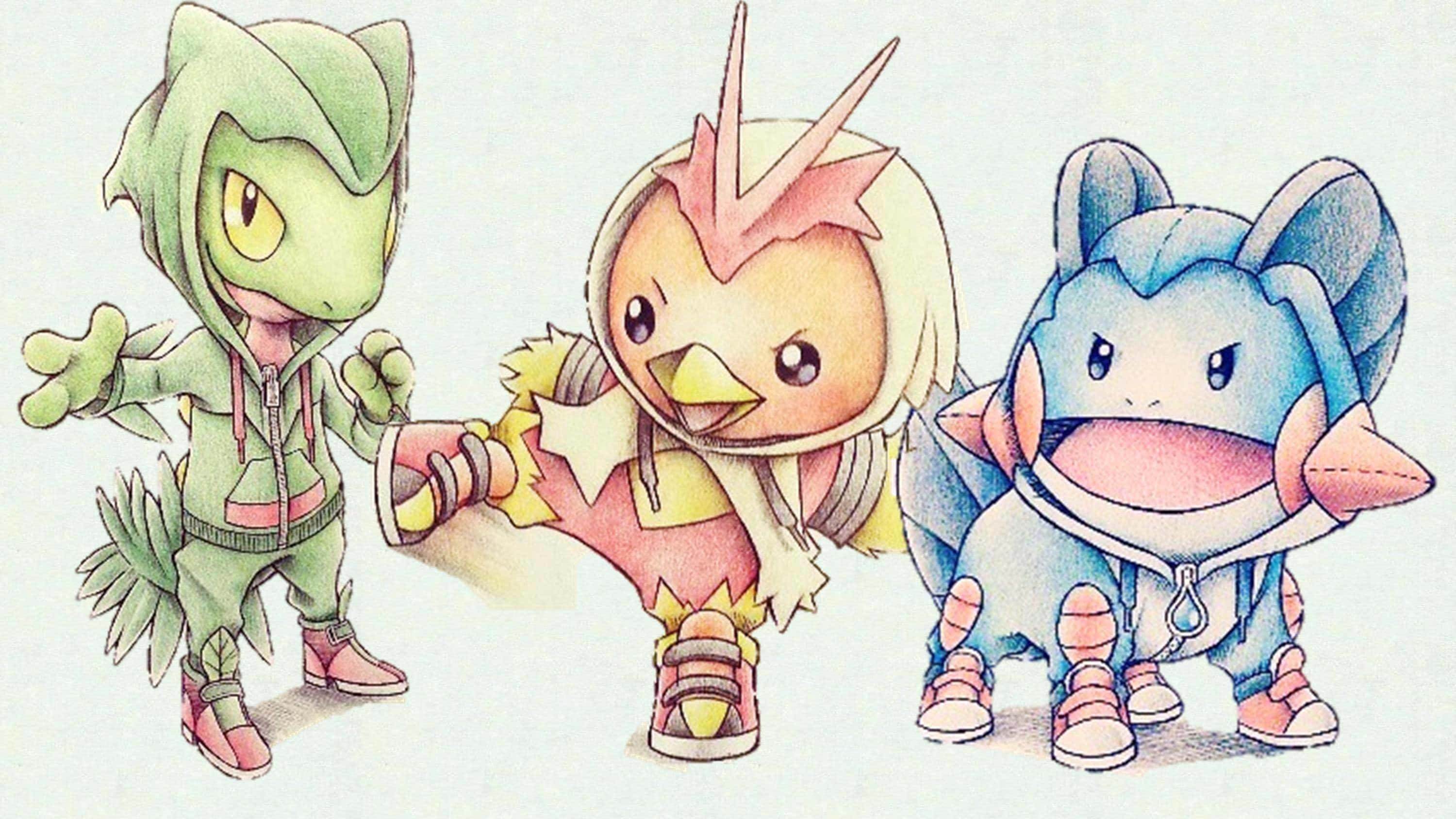Treecko, Torchic ja Mudkip -piirros Taustakuvat