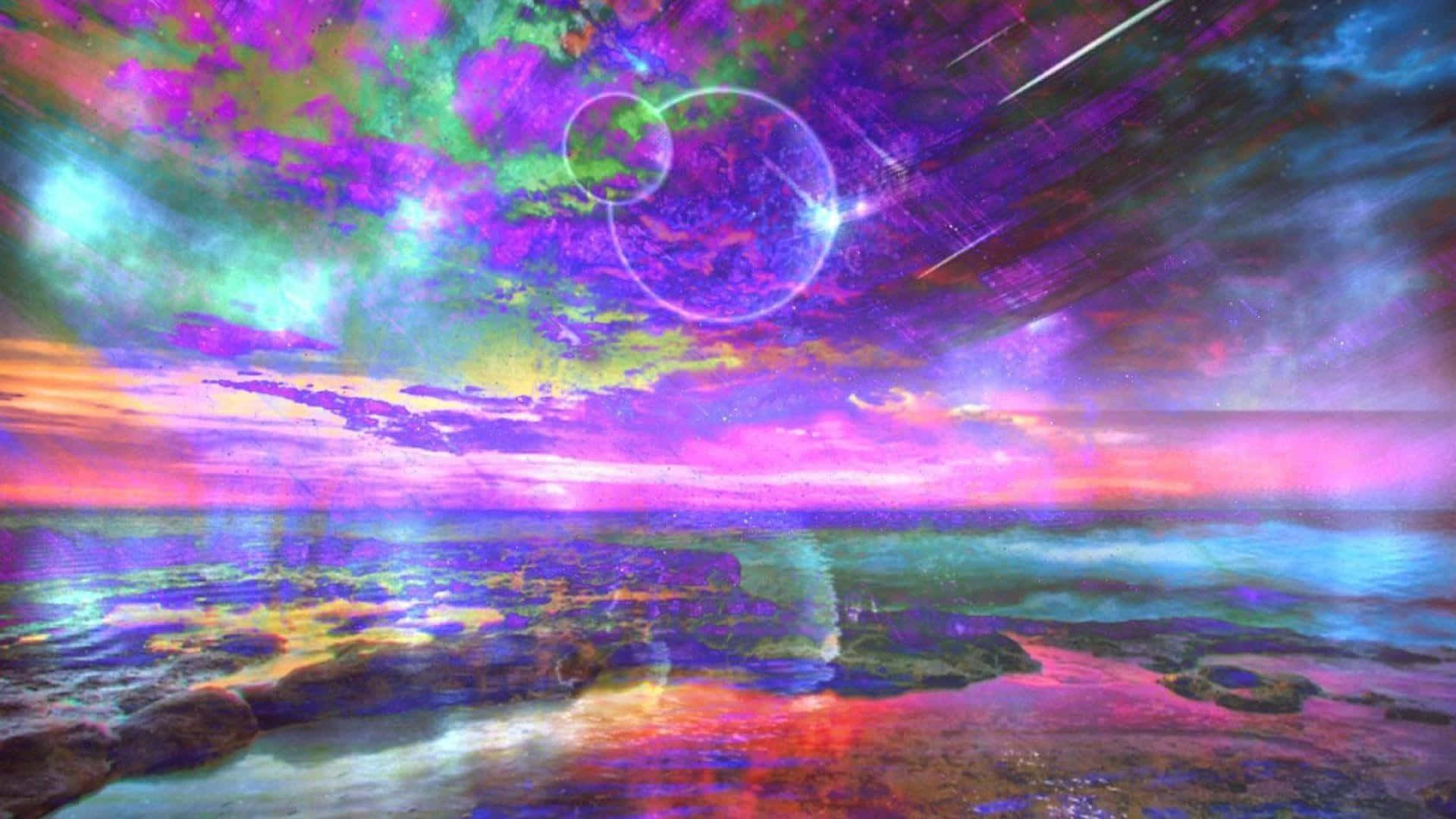 Trippy galaksi neonpilvien kanssa Taustakuvat